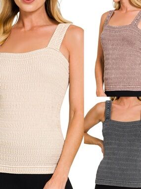 The “ Love Poem “ Textured Square Neck Cami Tank | Spring Assortment